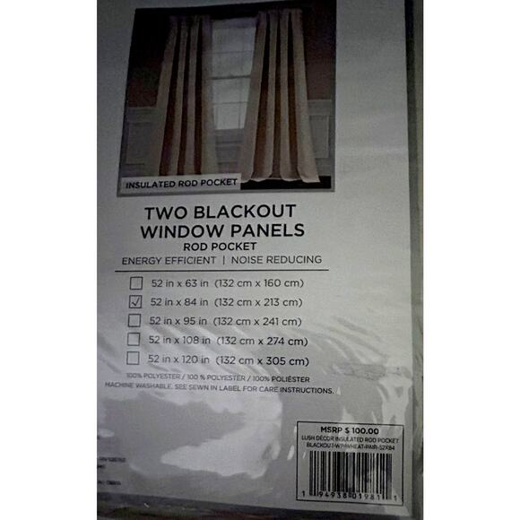Decor Natural Blackout Curtains 52 x 84 Insulated, Back Tabs, 2 Panels Wheat Tan - Picture 8 of 8